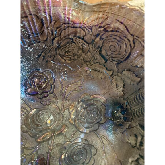 Imperial Carnival Glass Three Footed Bowl 11" - Picture 10 of 11
